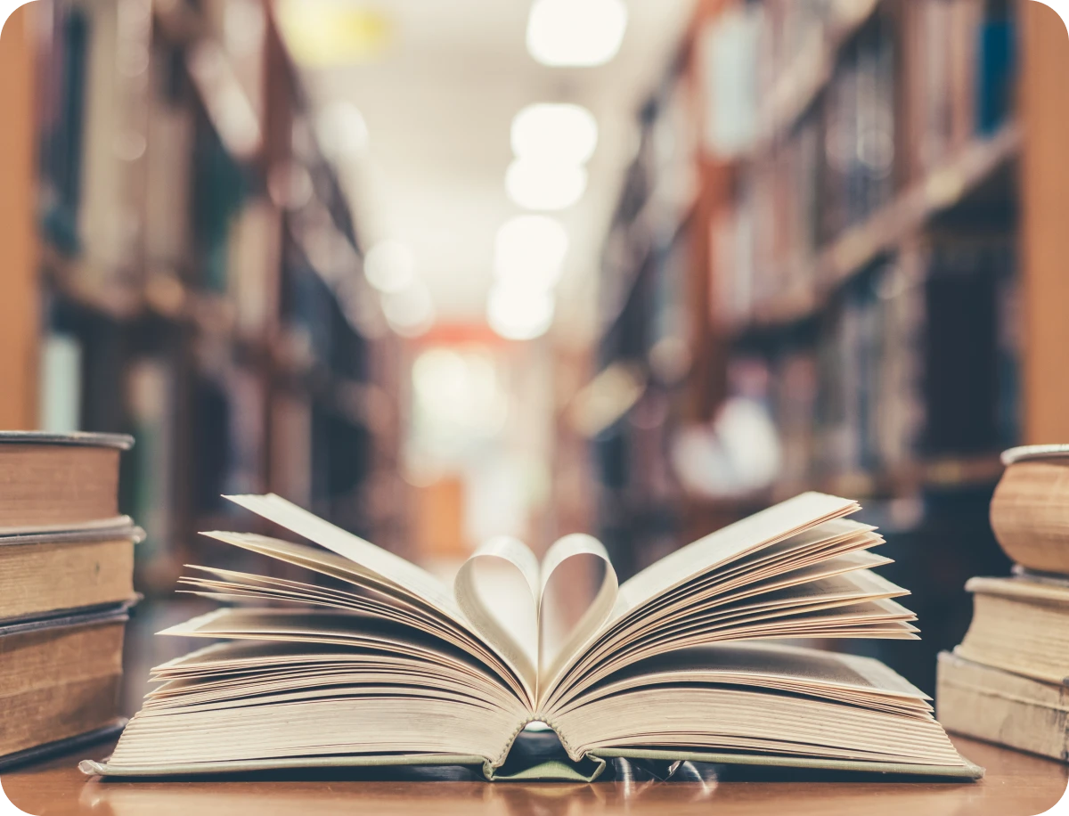 Library book with heart-shaped pages
